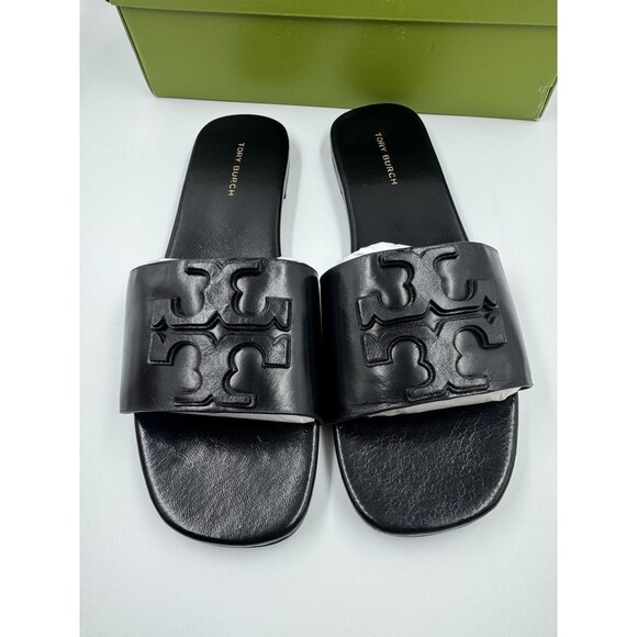 Tory Burch INES Classic Single-Band Goat Leather Slide (Perfect Black) Size 6 - Picture 2 of 16